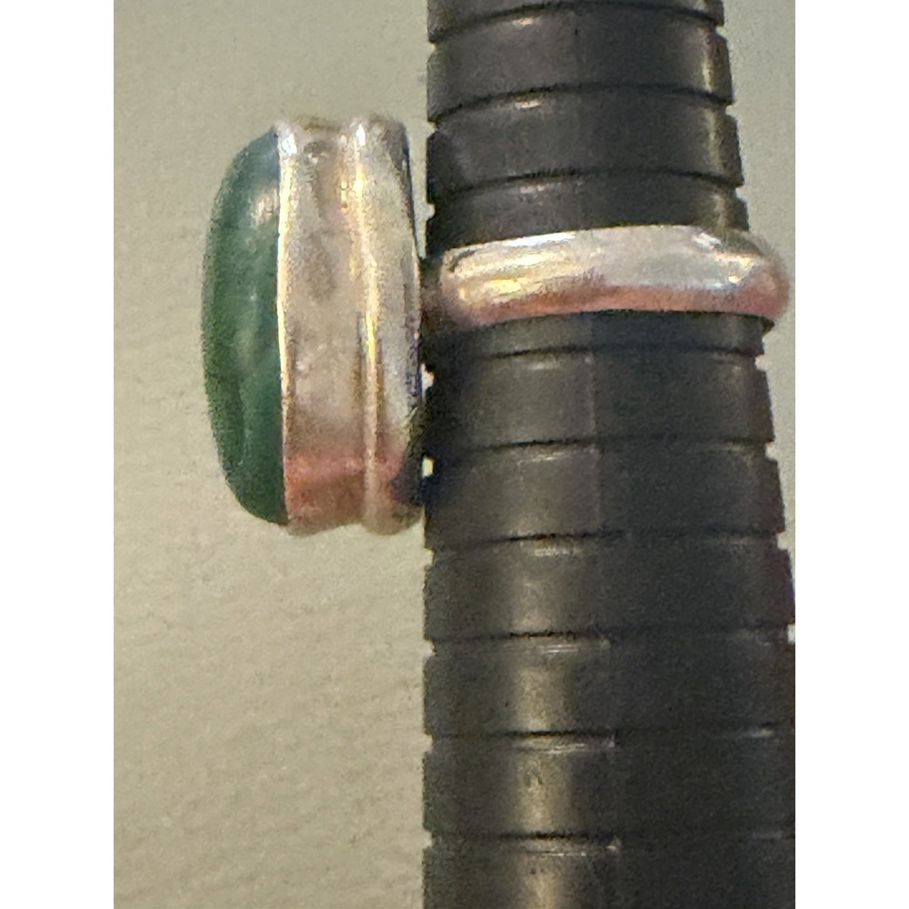 VINTAGE HANDMADE STERLING SILVER MALACHITE GEMSTONE RING Size 9.5 14.5 Gr #601 - Picture 4 of 6